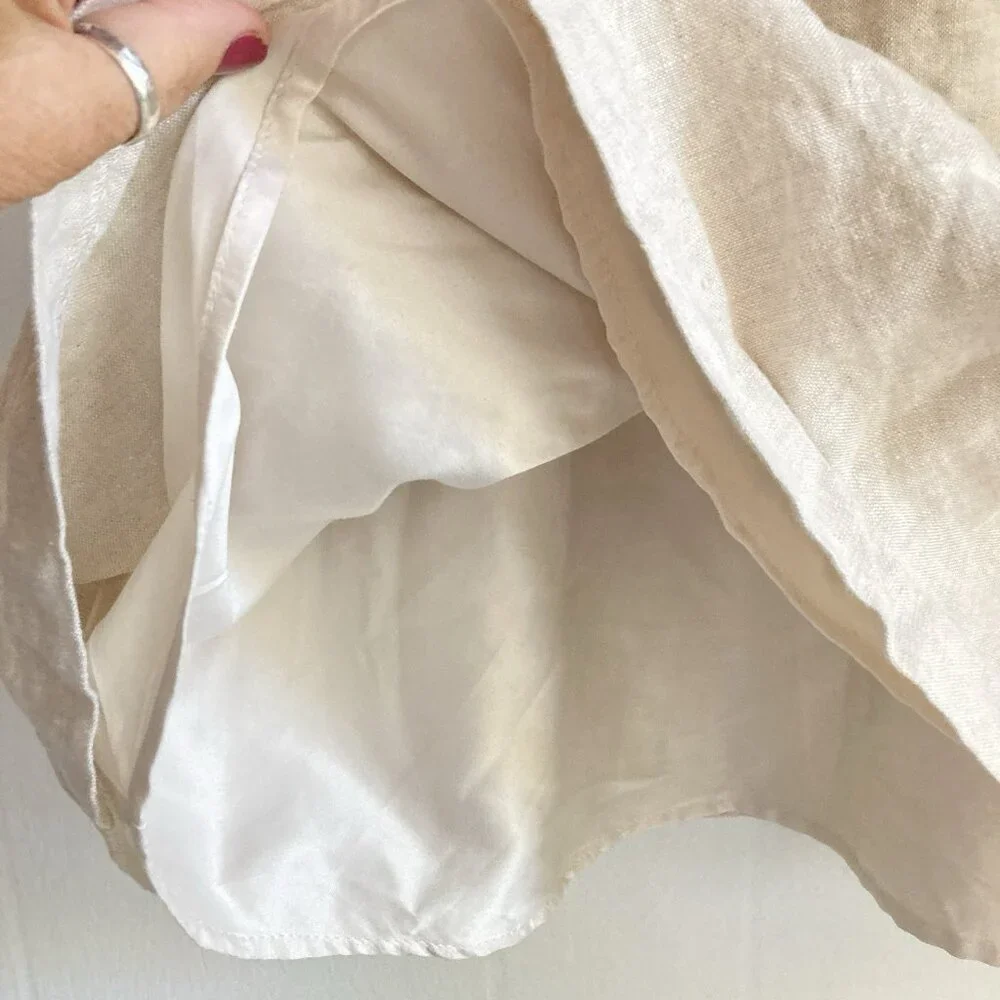 Kensie Linen Mini Dress in Natural Cream with Floral Appliqué - Picture 3 of 14